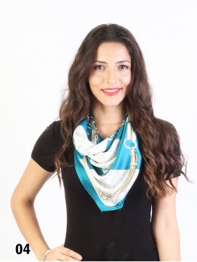 Vintage Style Belt Print Fashion Square Scarf